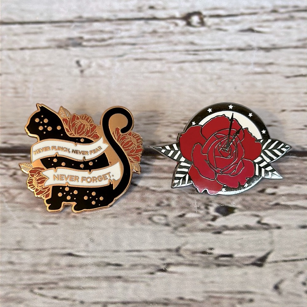 Enamel Pins Nevernight Mister Kindly and Rose Clock